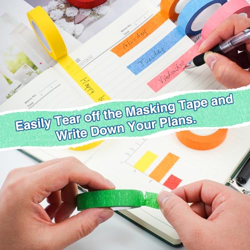 OWLKELA 6 Rolls Masking Tape, 0.6" x 16 Yard Per, Rainbow Colors - size: 6 Pcs