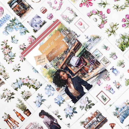 Dizdkizd Pre-Cut Journaling Sticker Book, 20 Sheets - 270 PCS Fashion Colored Women Planner Decals, PET & Paper Scrapbook Sticker Set Bullet Junk Journal Supplies - color: Green