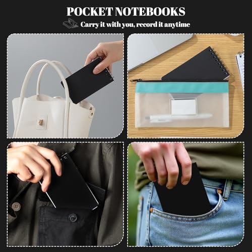 Thboxes 8 Pack Pocket Notebooks, 3 X 5 Spiral Notepads, Black - color: Black