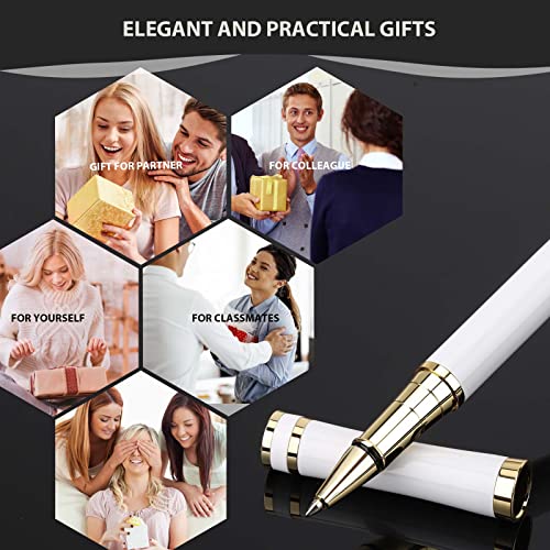 Cheericome Luxury Ballpoint Pen - Professional & Executive, Perfect for Silky Smooth Writing, with Gift Box, Nice for Men & Women, 2 Extra 0.5mm Black Refills - White - color: White