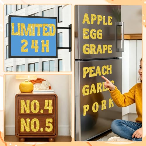Bulletin Board Letters 74 PCS Glitter Gold Letter Stickers Large 5 Inch - color: Gold, size: 5 Inch