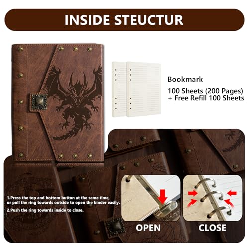 DND Dragon Journal Notebook,Unique 400 Pages A5 personalized Notepad | for Dungeons and Dragons/D&D Gifts Nerdy DM & Players RPG Lovers Accessories for Men&Women - color: s06-Brown-Pterosaur