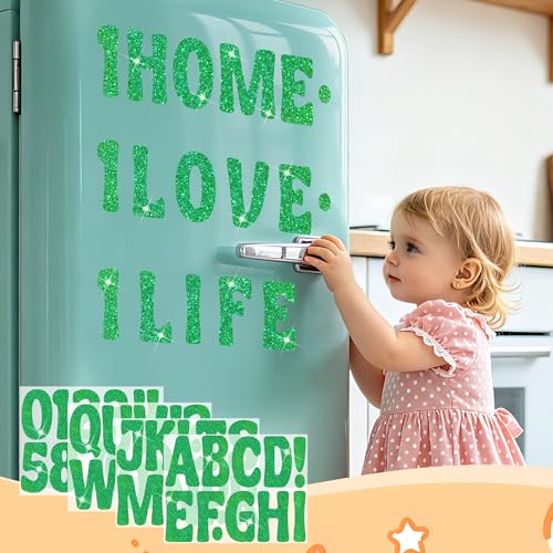 Bulletin Board Letters 129 PCS Glitter Letter Stickers Large 4 Inch, Green - color: Green, size: 4 Inch