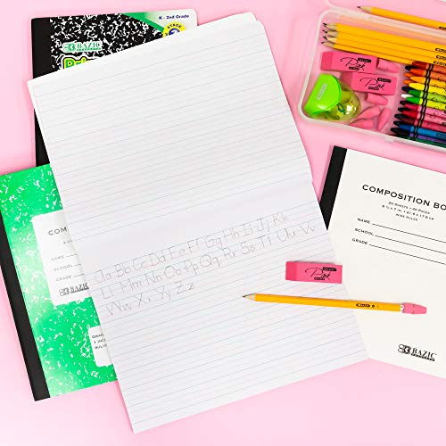 BAZIC Products Cursive Handwriting Pad – 10.5" X 8", Handwriting Paper, Kids Learning Practice Workbook, Writing Paper with Lines for Kids, Toddler, Kindergarten, 50 Sheets/Pack, 2-Pack