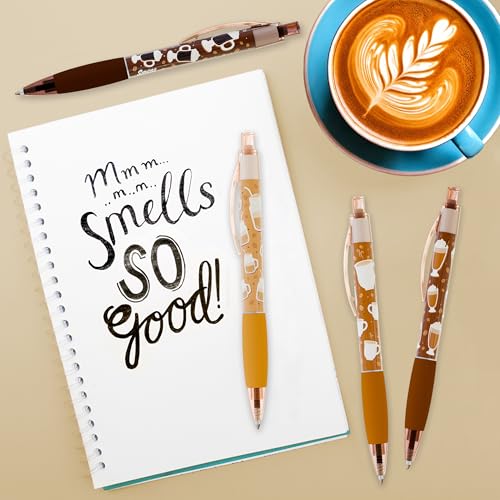 Scentco Coffee Smens - Gourmet Coffee-Scented Gel Pens, Black Ink, Medium Point, 6Pack Variety Set - color: Coffee