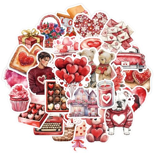 200 Pcs Valentines Day Heart Stickers for Journals Cards Gift Wrapping Scrapbooks DIY Crafts, Heart Stickers,Pink Red Love Theme Premium Craft Supplies - color: Romantic Hearts, style: Art Deco