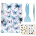 CRASPIRE 40 Sheets Reusable Sticker Album Sticker Collecting Books A5 Release Paper Waterproof Blue Butterfly Blank Collection Storage Organizer Holder with Scraper and Tweezer for Storaging Labels - style: Butterfly-027