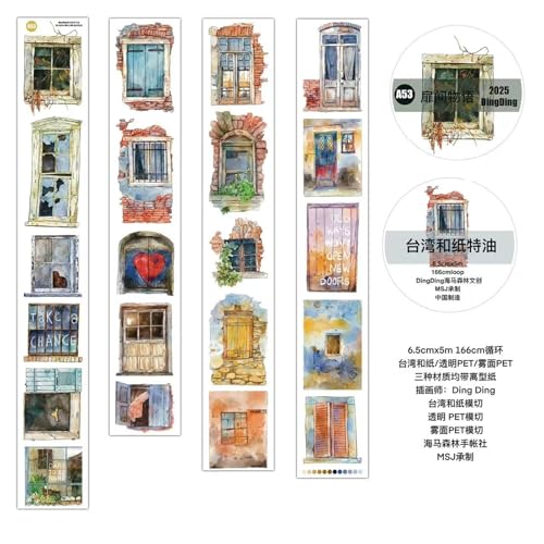 Seahorse Forest Vol9 A53 The Story of Between the Doors,Pre-Cut Scene Matte PET Washi Tape Stickers,for Scrapbook Supplies,Scrapbook Tape Stickers,Junk Journal Supplies - style: Matte PET
