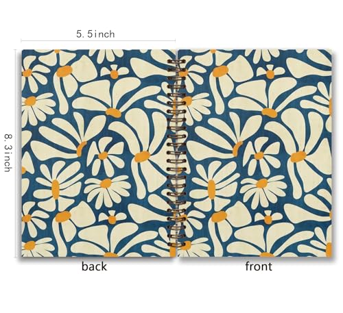 Vintage Aesthetic Flower Spiral Notebook Journal, 5.5×8.3 Inch - color: flower 8