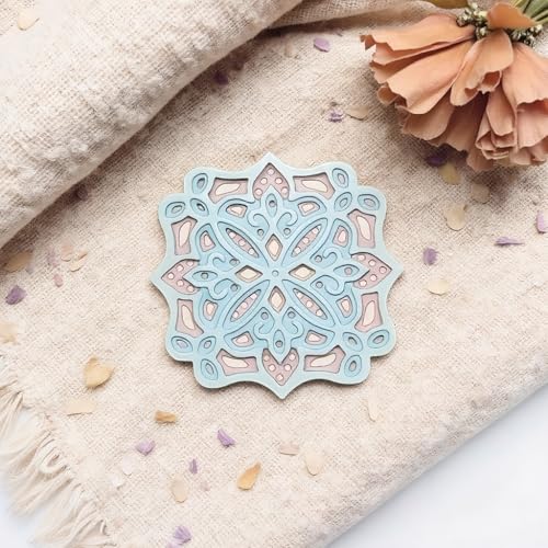 Lace Layered Frame Dies Cuts for Card Making, Irregular Pattern Cutting Dies, Metal Die Cutting Mold, Scrapbooking Dies, DIY Etched Embossing Stencil for Craft - color: Silver-4layers