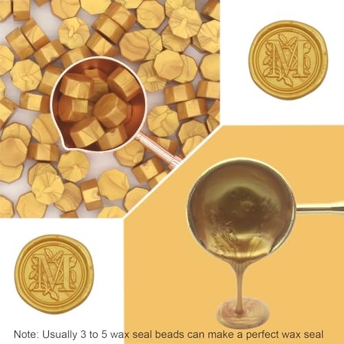 Gold Wax Seal Beads 1450pcs (1.1lb), Andotopee Premium Metallic Sealing Wax Beads for Wax Seal Stamp, Affordable Wax Pellets Refill Pack for Wax Seal Kit, Wedding Invitation, Envelope Seal, Crafts - color: Gold