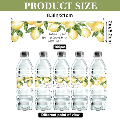 100 Pcs Lemon Water Bottle Labels Sticker for Wedding Bridal Baby Shower Party Table Decoration Supplies Wedding Ideas for Daughter Son fiancée Younger Generation - color: Lemon