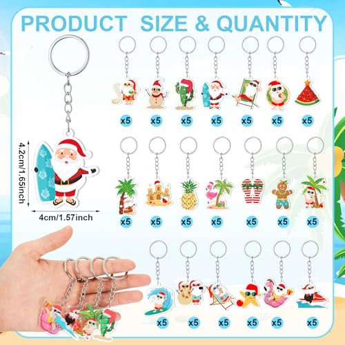 Equsion 100 Pcs Christmas in July Keychains Bulk, 20 Styles - style: Christmas in July