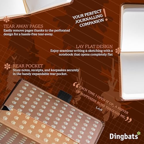 Dingbats* Wildlife A6 Grid Pocket Notebook - PU Leather Hardcover - Small Writing Journal for Work, Travel - Pocket, Elastic Closure, Bookmark - color: Brown Bear, style: Squared