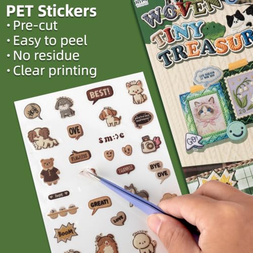 Sticker Scrapbooking Supplies for Junk Journal, 20 Sheets PET Stickers - Vintage Journaling Stickers(TZ-016-006) - color: Knit Bits