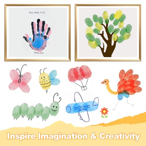Hayunfiys Kids’ 7" Large Round Ink Pads - 10 Color Rainbow, Safe & Washable | for Handprint/Footprint Art, Stamp Crafting, Fingerprint Painting | Ideal Birthday Gifts for Kids