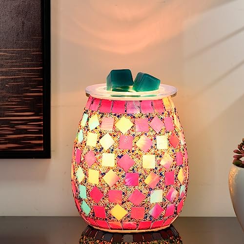 DICIMI Cute Wax Warmer, Wax Melt Warmer Electric with Night Light, Mosaic Oil Burner for Home Decor, Wax Burner for Scented Wax, Aromatherapy Wax Warmer, Ideal Gift for Women - color: Colorful Square Blocks