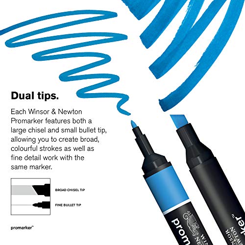 Winsor & Newton ProMarker Set, 2 Count, Black | Twin-tipped, Broad chisel nib for broad strokes & shading, Fine bullet tip for precision, Alcohol-Based Ink - color: Black, style: Set of 2