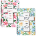 Xqumoi 2Pack A5 Floral Cross Religious Spiral Notebooks - Bible Verses Writing Notebooks, Ruled Lined Journal, Inspirational Christian Christmas Gift, Sunday School Supply (Pink & Blue) - style: D-Pink Blue Floral