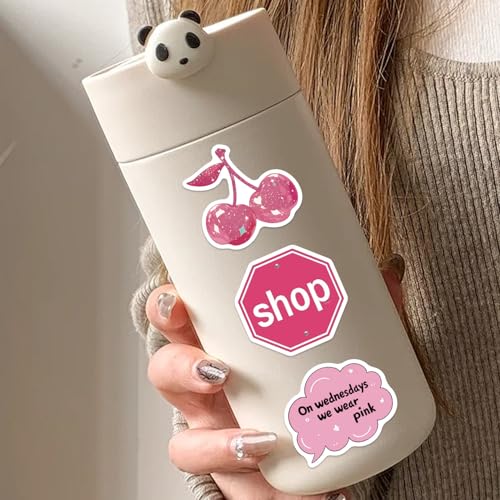 50 Pcs Pink Preppy Aesthetic Quote Stickers – Waterproof Vinyl Matte Motivational & Romantic Decals for Scrapbook, Laptop, Journal, Mirror, Gift – Cute Feminine Affirmation Sticker Pack - color: Romantic Quote