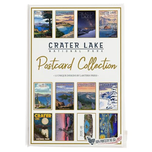 Lantern Press Crater Lake National Park - Postcard Set of 12 Different Original Hand Illustrated Postcards … - color: Crater Lake National Park