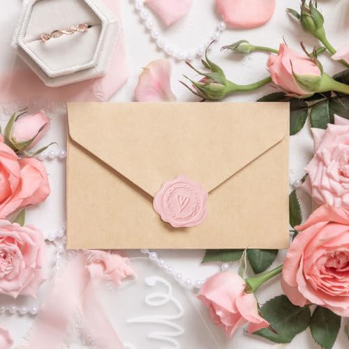 FYSUIMU 100 Pcs Wedding Stickers Embossed Envelope Seals Pink Heart Wreath Self-Adhesive Label Decals for Invitation Greeting Card Party Favor Decor - color: Pink Love Heart