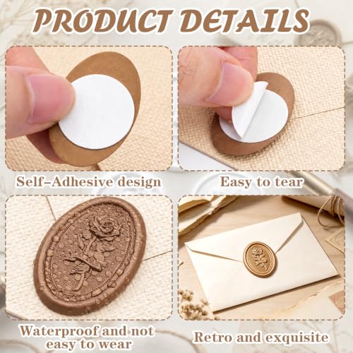 30Pcs Wax Seal Stickers, Wedding Invitation Envelope Seal Stickers - color: Milky white&caramel&dark brown