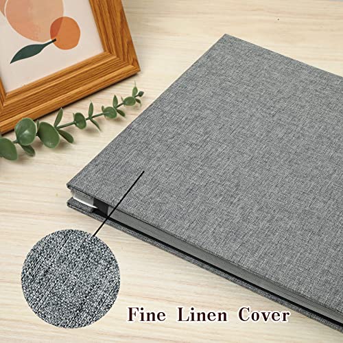 Spbapr Large Photo Album Self Adhesive Linen Cover Magnetic Scrapbook Album DIY Scrap Book 40 Black Sticky Pages for 3x5 4x6 5x7 8x10 Pictures with A Metal Pen 11"x10.6" 40pages - color: Grey, size: 11''x10.6''40pages