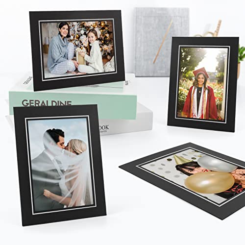 Golden State Art, Paper Picture Frames With Easel, 5X7, 50 Pack | Black with Silver Lining, Photo Frame Cards, DIY Cardboard - color: Black/Silver Lining, size: 50 Pack