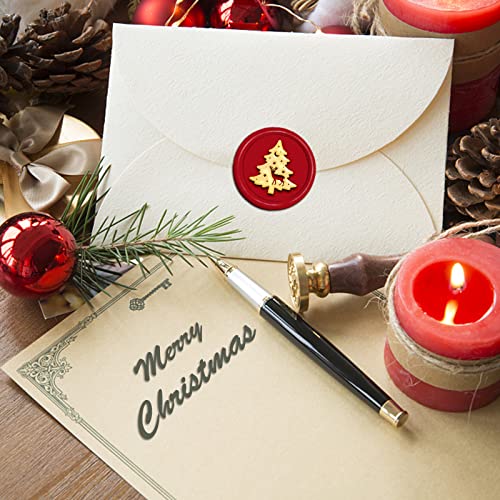 CRASPIRE Christmas Tree Wax Seal Stamp Elk Moon Sealing Stamp X'Mas EVE Merry Christmas 30mm/1.18inch Removable Brass Head Sealing Stamp with Wooden Handle Invitations Greeting Cards Wrap - style: Christmas tree elk star moon