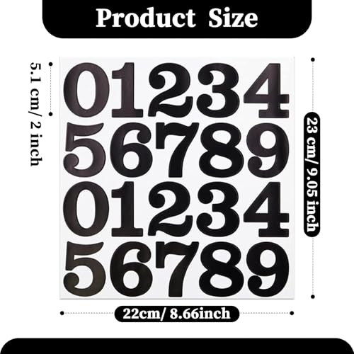 2 Inch Number Stickers, Vinyl Self Adhesive Sticker - 10 Sheets Black - color: Black