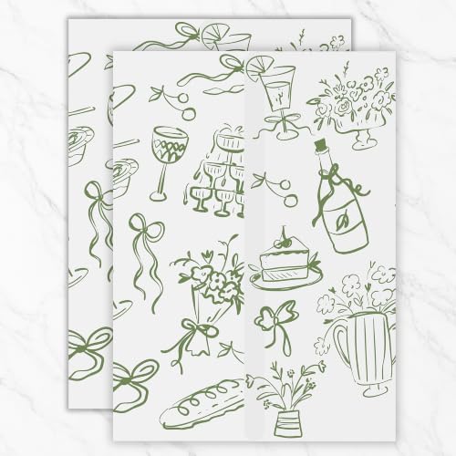 Vellum Paper 5x7 Pre-Folded Green Party Pattern, Vellum Jackets 30 Pcs - color: Green Party Party Joy