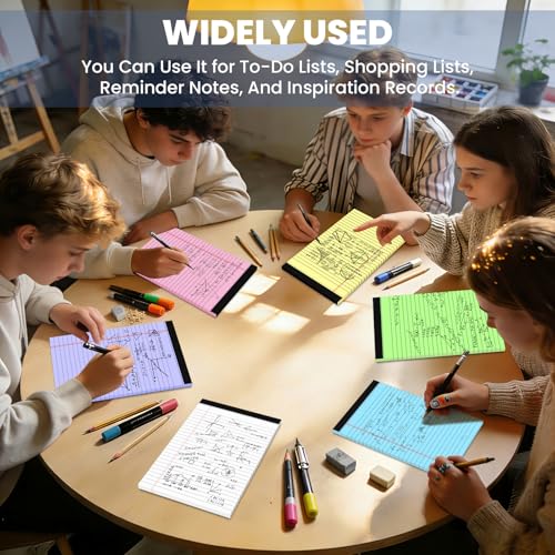 6 Pack Notepads 5x8, Color, Small Legal Pads, Perforated Notebook - color: Multi-color-6