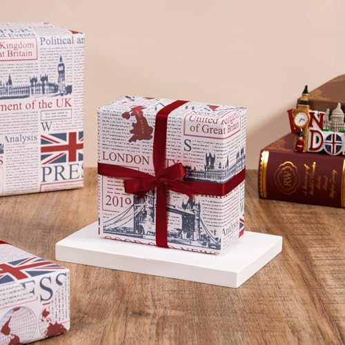 WRAPAHOLIC Kraft British Newspaper Wrapping Paper Roll - Mini Roll - 17 Inch x 16.5 Feet - Vintage UK London Kraft Wrapping Paper for Birthday, Wedding, Anniversary, Bridal Shower - color: Kraft Newspaper - UK London