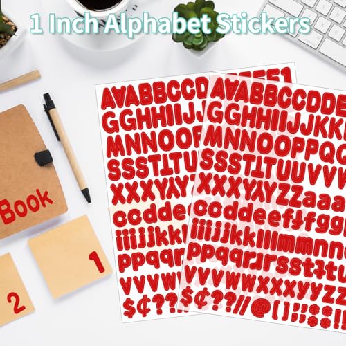 Alphabet Stickers 1'' 12 Red Letter Stickers, Self Adhesive Vinyl Mailbox Numbers, for Home Decor (Pack of 3) - color: Red, size: 1Inch (Pack of 3)