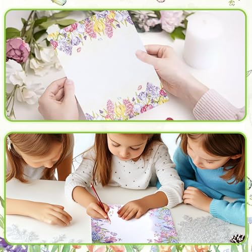 160 Pcs Stationery Paper Envelopes Set | Includes 50 Writing Paper & 50 Envelopes & 60 Stickers, Lovely Floral Letter Writing Stationery Paper Envelopes(10Style) - color: Wildflower 1