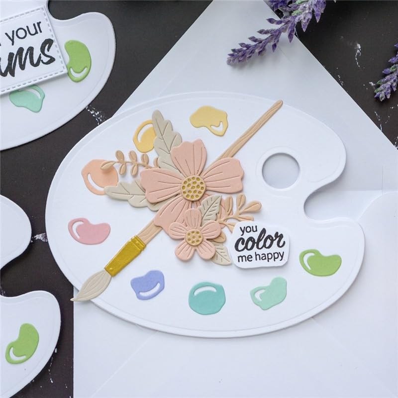 Metal Cutting Die for Scrapbooking, Tools Card Making Supplies Durable Cut Stencils for DIY Scrapbook Photo Album Decorative Paper Card (Flower Palette 5.2 x 3.9 in) - color: Flower Palette 5.2 x 3.9 in