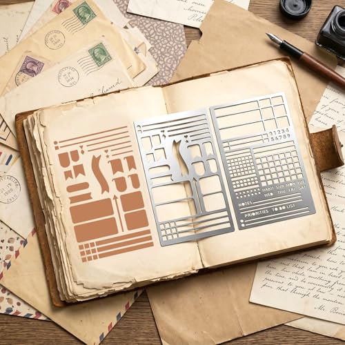 Ymapinc Metal Stencils for Journaling, 2pcs Calendar Stencil for Planner