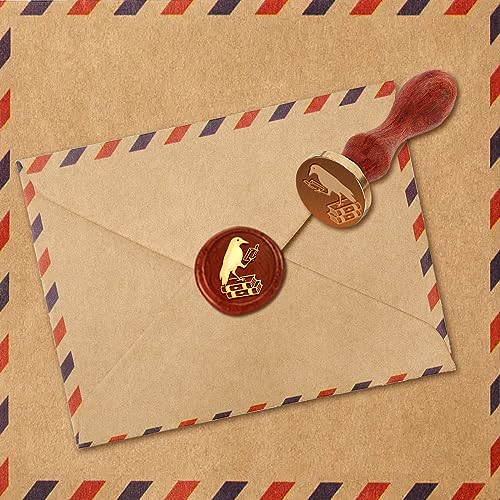 Crow and Book Wax Sealing Stamp Vintage 1" Removable Brass Stamp Head with Wood Handle Bird Wax Stamp for Wedding Envelopes Party Invitations Wine Packages Greeting Cards Decoration - color: Crow & Book