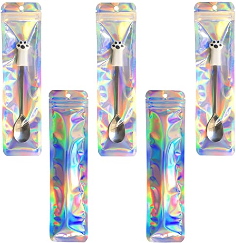 300Count Holographic Beadable Pen Packaging Bag for Small Business,Resealable 2.4x9 inchs Sample Packaging Sealable Packaging Zipper Bags for Jewelry, Cosmetic,Candys - size: 2.4x9inch-300