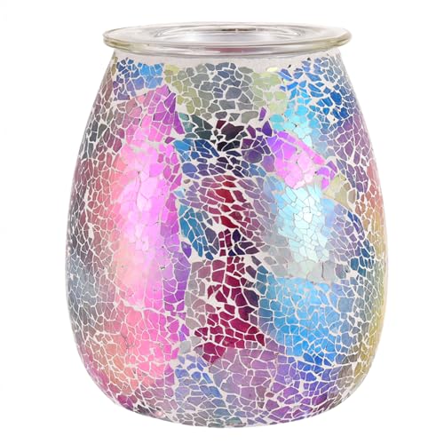 Dicimi Mosaic Glass 2-in-1 Wax Melt Warmer – Electric Incense Burner with Ambient Light, Flameless Candle Heater, Home Fragrance Lamp, Housewarming Gift - color: Colorful Gradient