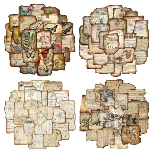 200 Pcs Vintage Scrapbook Journaling Stickers Antique Map Floral Style - style: Retro