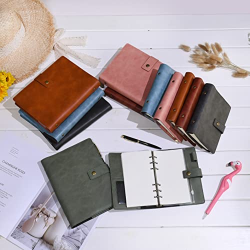 WONDERPOOL Leather Journal Dotted Paper Refillable Writing Binder Notebook - Leather Spiral Diary with Inner Organizer Pockets for Man and Woman (Green, A5) - color: Green, size: A5