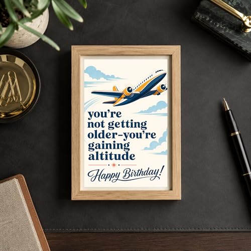 Funny Birthday Card for Pilot, Airplane Lover – Aviation Themed Greeting Card for Him Her, Men Women | Kraft Envelope & Sealing Sticker | Blank Inside to Write Your Message