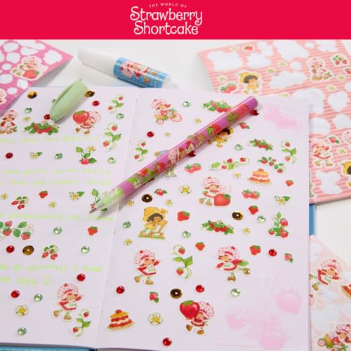 Strawberry Shortcake Sparkle Journal Set for Kids, Journal Kit with Stickers and Gems - style: Strawberry Shortcake