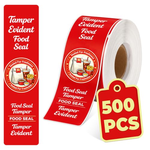 500-Pack Tamper Proof Stickers, 1.5in x 6in Strong Adhesive Food Delivery Evident Stickers Sealed for Tamper Detection, Easily Use Labels Tapes for Boxes, Cups, Coffee, Envelopes, Documents