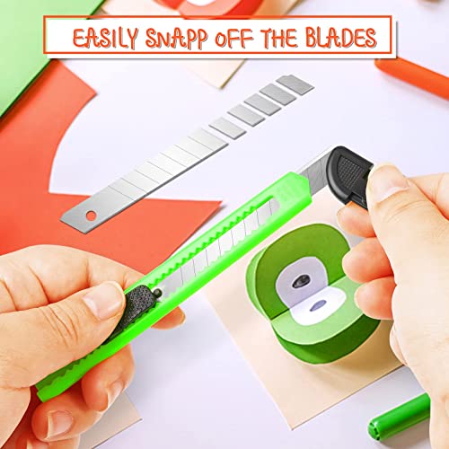 48 Pack Box Cutter Retractable, 9mm Utility Knife, Razor Knife - color: 48 Pack - Orange, Yellow, Blue, Green