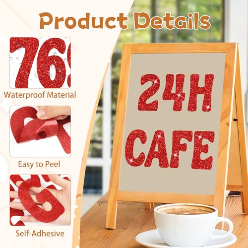 Bulletin Board Letters 129 PCS Glitter Letter Stickers Large 4 Inch, Red - color: Red, size: 4 Inch