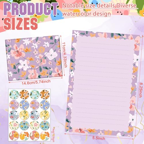 TaoBary 160 Pcs Kawaii Stationery Paper and Envelopes Set, 5.5 x 8.25'' | Stationary Set Letter and Envelopes, 50 Double Sided Stationery Writing Papers 50 Matching Envelopes 60 Round Dot Sticker - size: 5.5 x 8.25 Inch, style: Kawaii