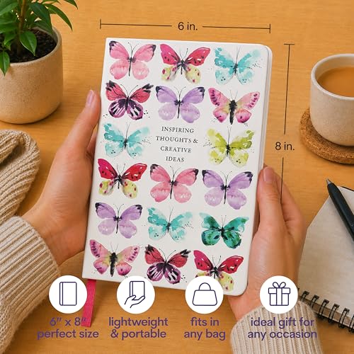 WORLD TRAVELER Eccolo A5 Lined Journal 256 Ivory Pages Lay Flat 6x8 - color: Butterfly